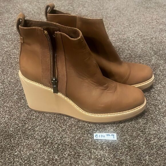 Toms Tan Wedge Heeled Boots 6.5 - Picture 1 of 9